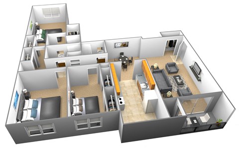 Floor plan for 3 beds, 3 baths, 1523 sqft